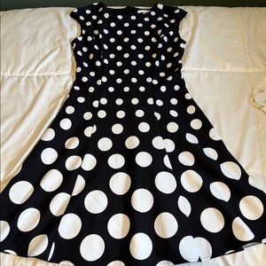 London Times Black and White Polka Dot Midi Dress
